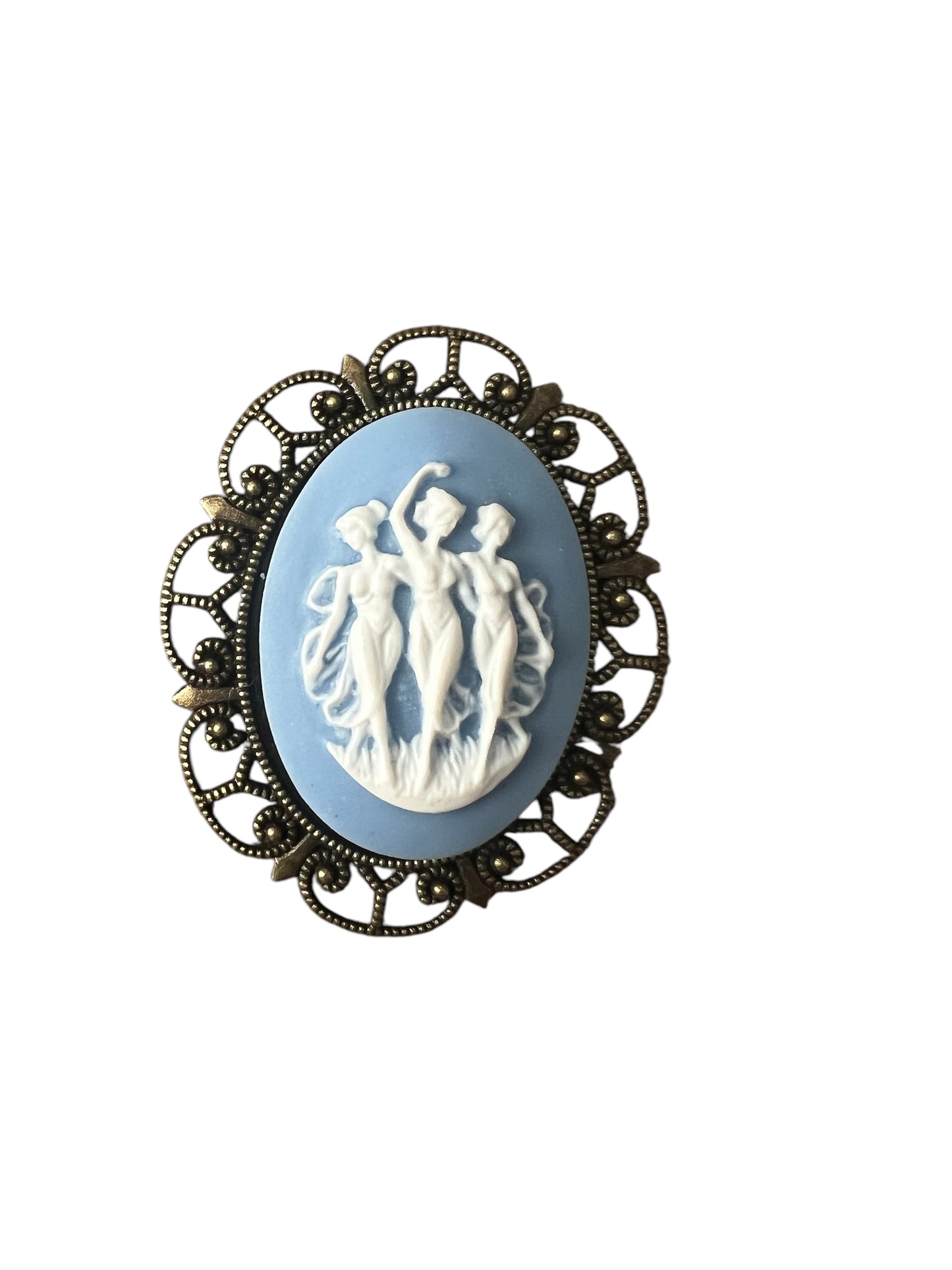 Three Graces Blue Cameo Brooch