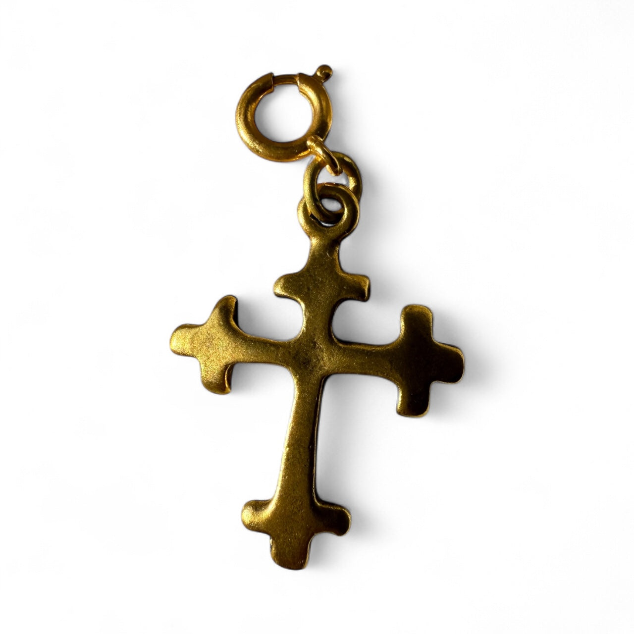 Simple Cross Charm/Pendant – 12k Antiqued Gold Finish