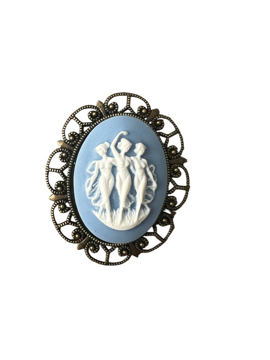 Three Graces Blue Cameo Brooch