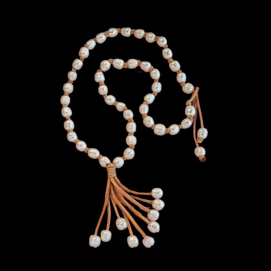 Cultured Freshwater Pearl & Leather Necklace