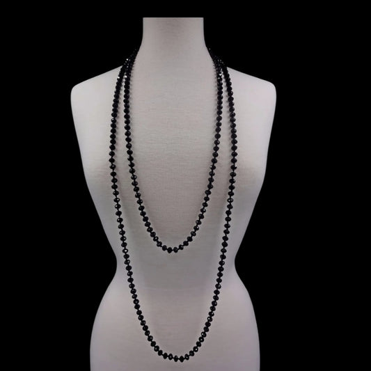 Faceted Rondelle Jet Black Crystal