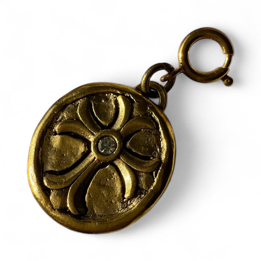 Soldered Cross Charm/Pendant with Swarovski Crystal – 12k Antiqued Gold Finish