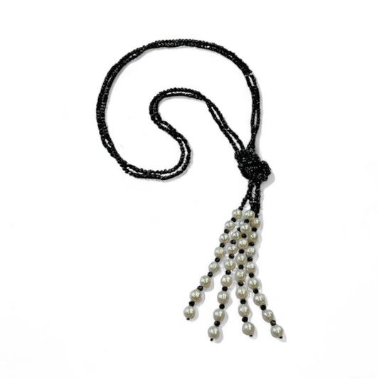 Crystal and Pearl Lariat Necklace