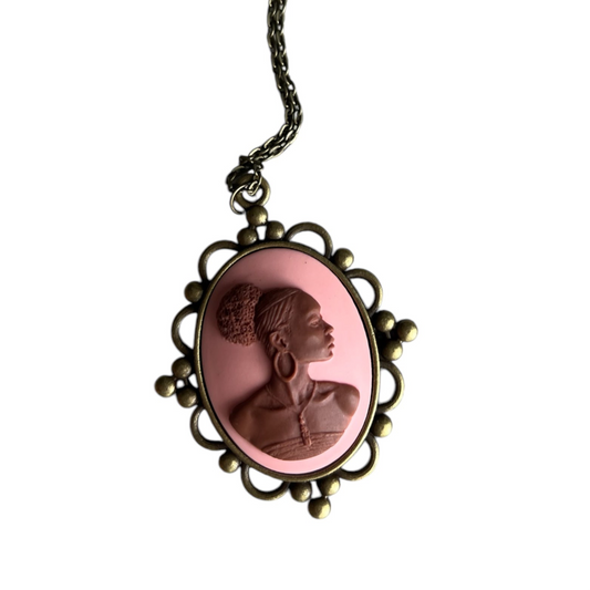 Pink Afrocentric Lady Cameo