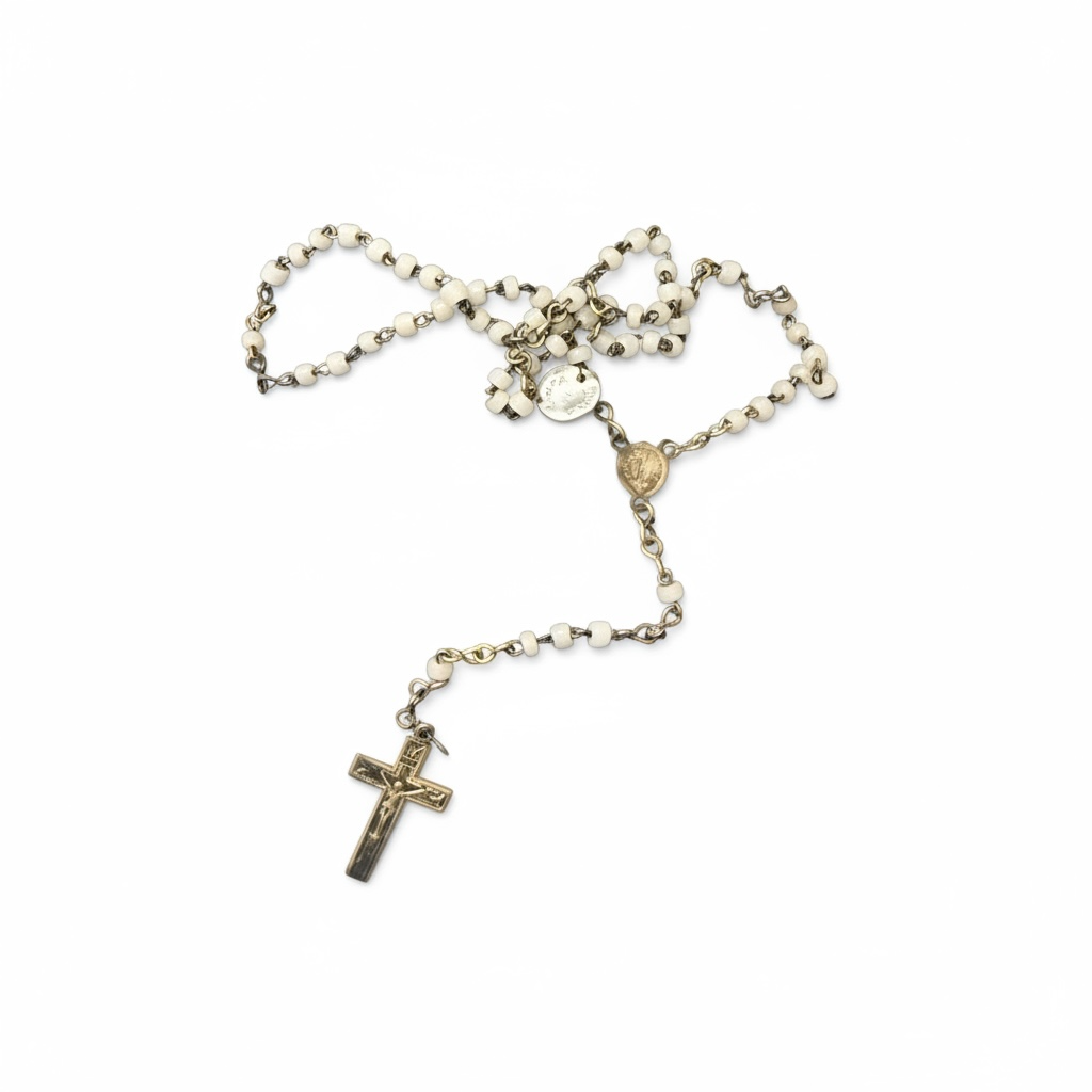 Vintage Bible Charm & Mini Rosary Inside